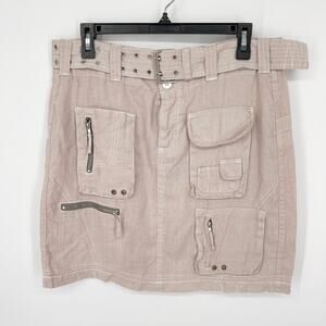 Pete & Greta By Johnny Was Linen Cargo Skirt Size 6 NEW Beige Y2K Lightweight